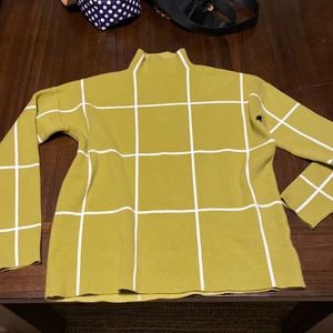 (Cynthia Rowley) green and white striped turtle neck sweater